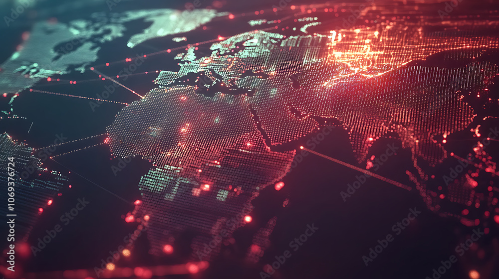 Leinwandbilder global network connection, big data analytics and business concept, world map point and line composi