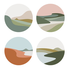 A set of round compositions with soft, streamlined lines that imitate natural motifs, hills and waves. Natural colors create a stylish and calm look, ideal for the interior.