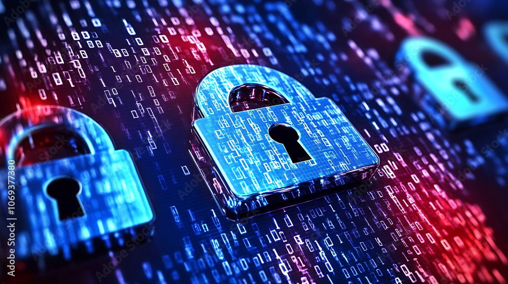 Poster security concept, shield lock on digital screen, cyber security concept, internet security backgroun