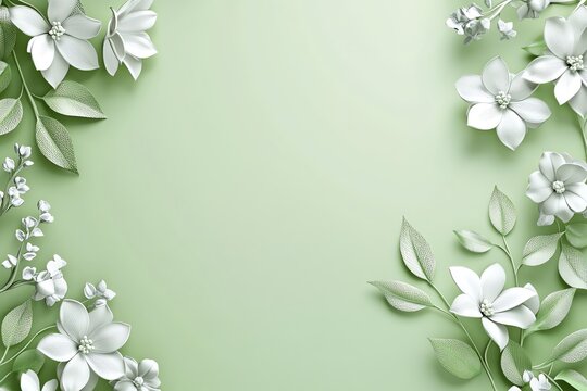 Fond vert sauge avec treillis floral blanc pour une ambiance douce..