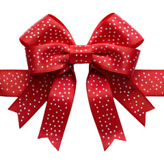 Shiny red gift bow with textured ribbon loops