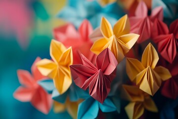 Obraz premium Vibrant origami hearts a diy guide to crafting handcrafted greetings with affection