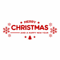 Merry Christmas and a Happy New Year typography on white background