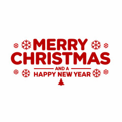 Merry Christmas and a Happy New Year typography on white background