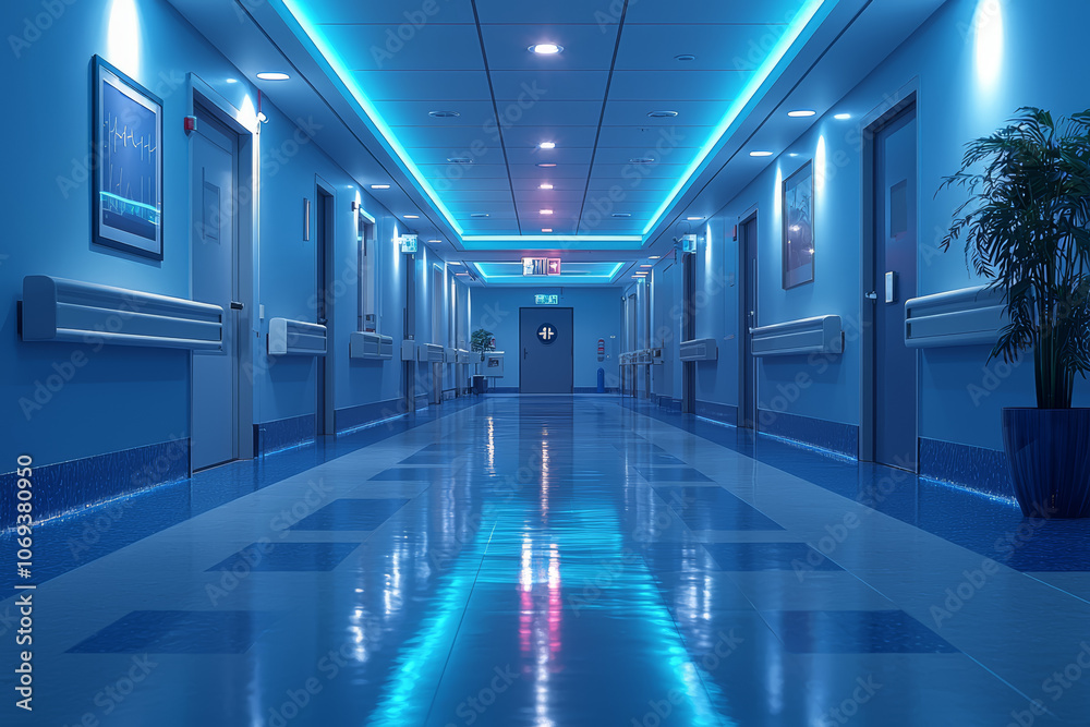Poster a hospital implementing blockchain to store and share patient data securely, representing the role o