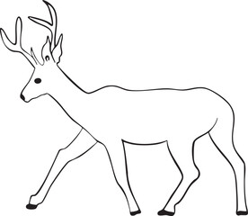 Deer Christmas outline vector illustration Winter holidays Merry Christmas and New Year line art  Minimalistic hand drawn cute style 