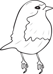 Robin bird Winter animal Christmas outline vector illustration Winter holidays Merry Christmas and New Year line art  Minimalistic hand drawn cute style 