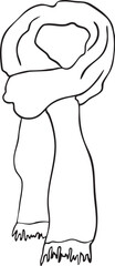 Scarf, clothing Christmas outline vector illustration Winter holidays Merry Christmas and New Year line art  Minimalistic hand drawn cute style 