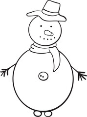 Snowman Cute Christmas outline vector illustration Winter holidays Merry Christmas and New Year line art  Minimalistic hand drawn cute style 
