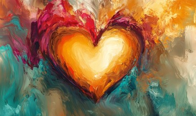 Abstract art. Colorful painting art of a heart shape. Forgiving love concept. Christian illustration.