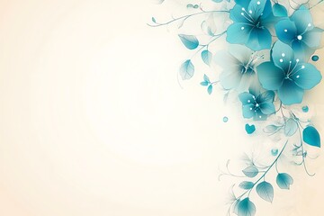 Fond cr&egrave;me avec motifs de lianes et fleurs vert clair..