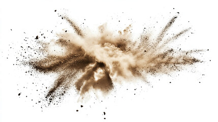  Dry soil explosion isolated on white or transparent background