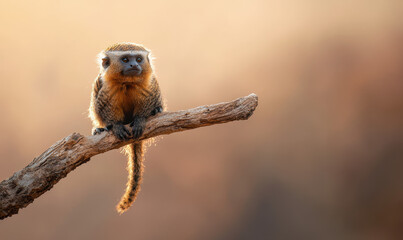 Fototapeta premium Captivating Portrait of a Primate Perched on a Tree Branch in the Wild