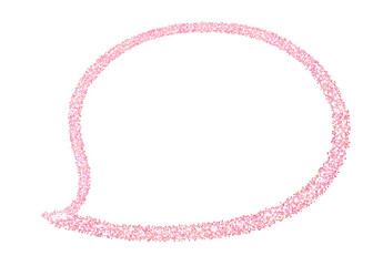 ピンクのラメの吹き出し、中は白背景。