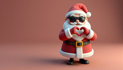 Fototapeta premium Santa forms a heart with his hands, radiating warmth and holiday love. A heartfelt image embodying kindness, joy, and the spirit of giving during the Christmas season.