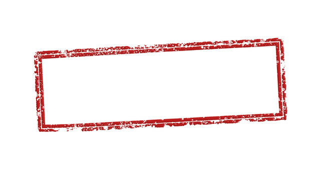 Red vintage rectangular stamp frame on isolated background