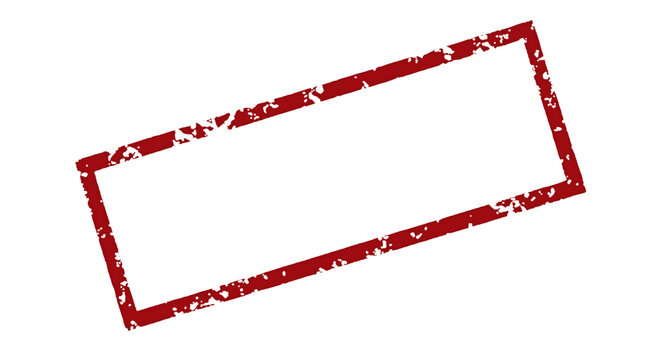 Red vintage rectangular stamp frame on isolated background