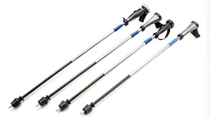 Lightweight ski poles with grips on a white background.