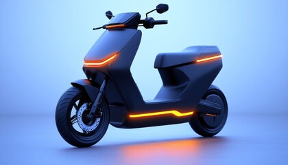 Obraz premium Futuristic electric scooter with glowing accents in a modern display setting