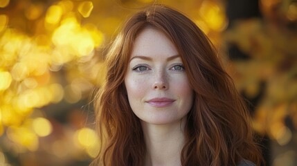 Fototapeta premium A woman with red hair and a smile