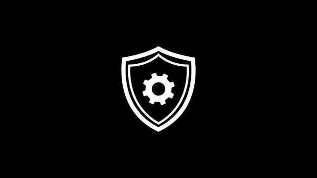 A white shield protects a central gear.