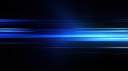 Abstract Blue Light Streaks on Black Background, Representing Speed and Technology