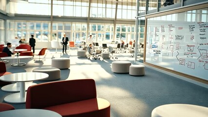 Innovation Hub with Flexible Seating and Digital Whiteboards