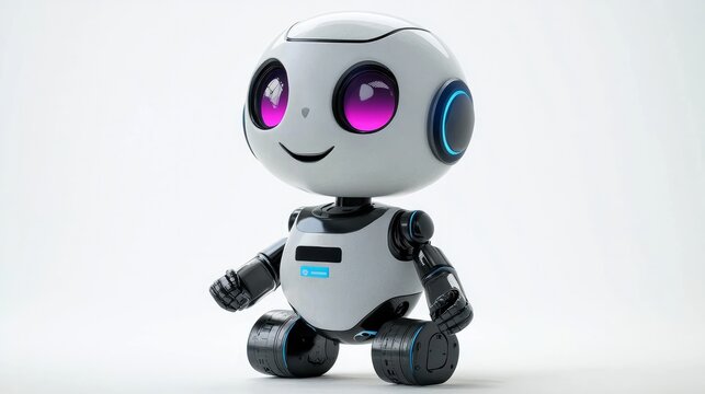 Friendly 3D robot character mascot.
