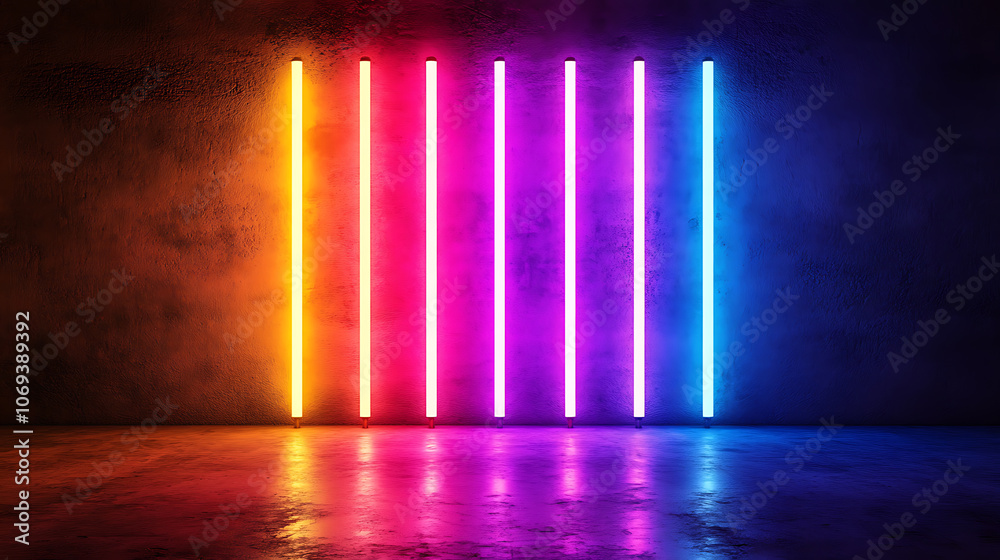 Aufkleber abstract neon light background with different stripes