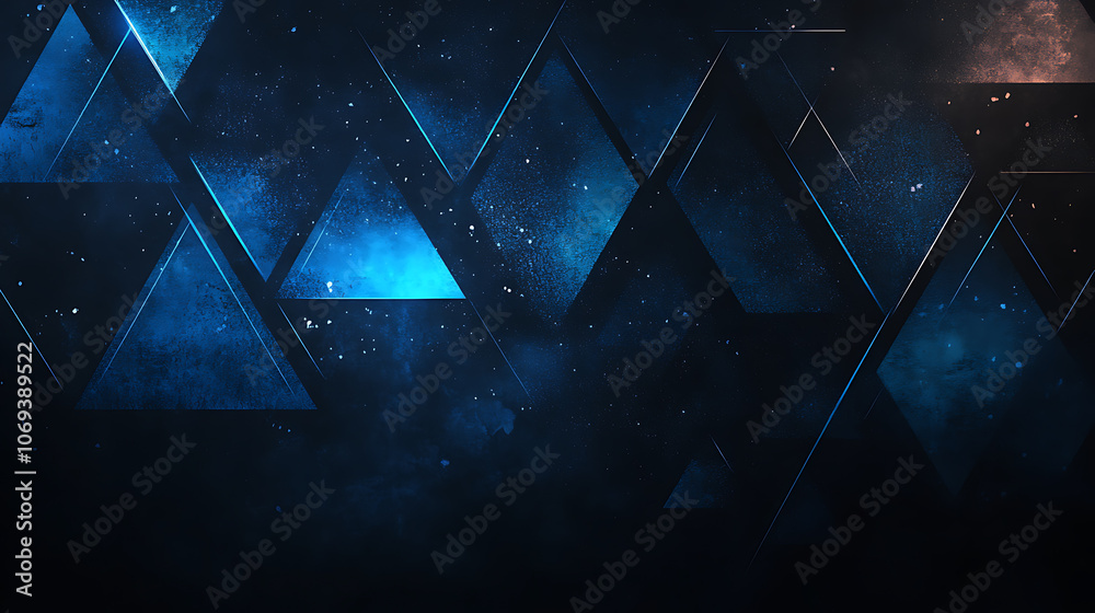 Poster background for an information technology company or background with blue triangles