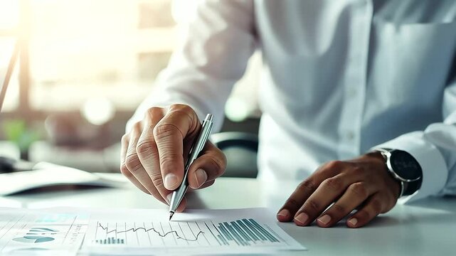 Financial Analyst Utilizing Data Analytics Software in Office
