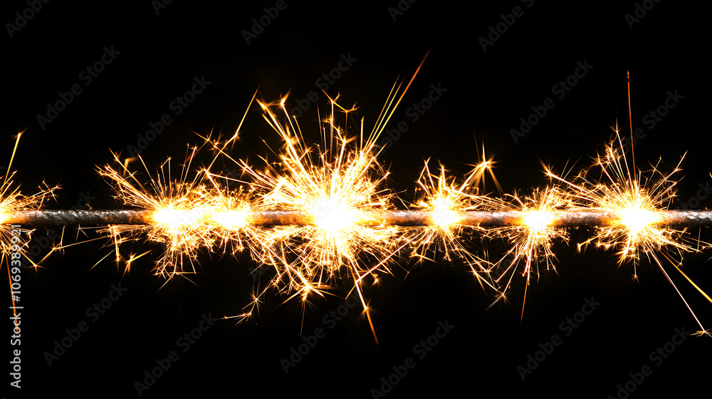 Poster golden sparkler border on black background