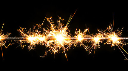 golden sparkler border on black background