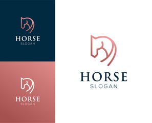 Abstract elegant horse logo. Horse with luxury line style logo vector design.