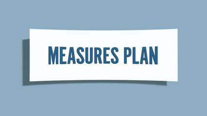 Measures Plan. A card isolated on blue background.