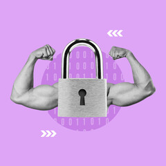 data protection, padlock, strong, Composite image, Computer crime, Modern art, Biceps, Closed, Lock, Locking, Customer, Connection, Correspondence, Creativity, Criminal, Data, Personal data, Fraud