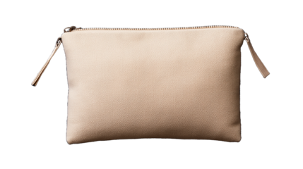 Small beige leather pouch, zipper closure