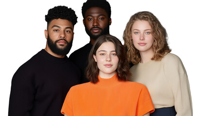 Group of four diverse people posing