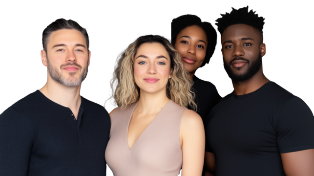 Group of four smiling friends