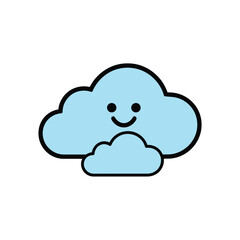 Obraz premium A smiling blue cloud illustration on a white background, conveying a cheerful and playful mood.
