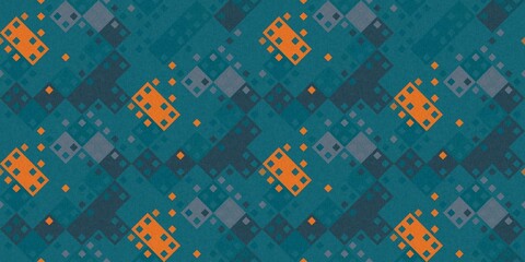 Simple glitch geometric seamless abstract banner with playful woven summer color. Bright whimsical gender neutral border bold irregular shape textile cotton effect edging.