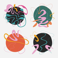 Abstract circles with colorful, flowing lines create a dynamic visual on a light background.