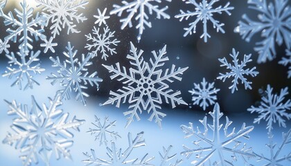 Frosty Window with Intricate Snowflake Patterns