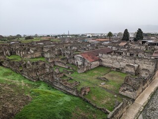 view over ancient pompei italy