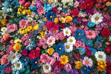 A vibrant field of wildflowers showcasing colorful petals and nature s beauty in full bloom