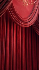 Elegant red theater stage with floral decorations and chandeliers in a romantic setting