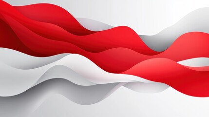 Naklejka premium Flowing Red and White Abstract Waves 