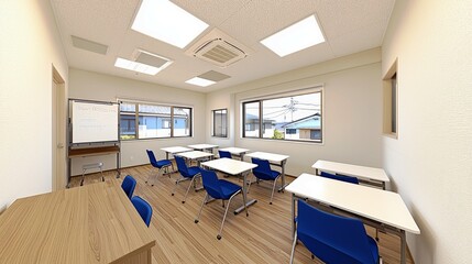 Bright Contemporary Office Space in Anime Style