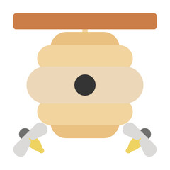Beehive Icon in Color Fill. Flat Style