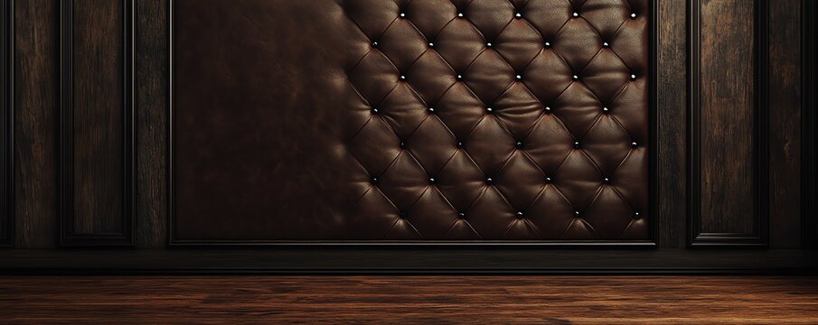 Mur en cuir brun fonc&eacute; avec une texture luxueuse..